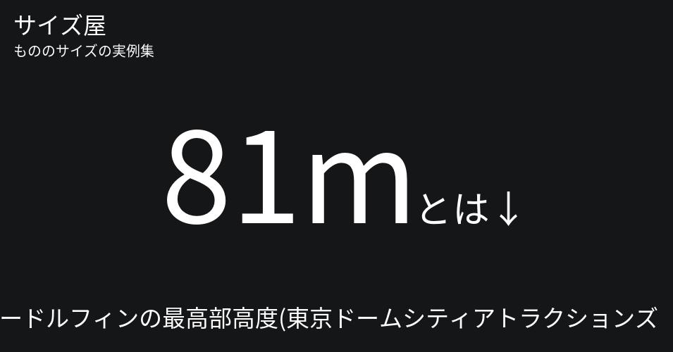 81mとは「サンダードルフィンの最高部高度(東京ドームシティアトラクションズ)」くらいの高さです
